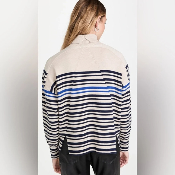 NWT Rag & Bone Ann Striped Turtleneck Sweater in Oatmeal Multi - Picture 3 of 13